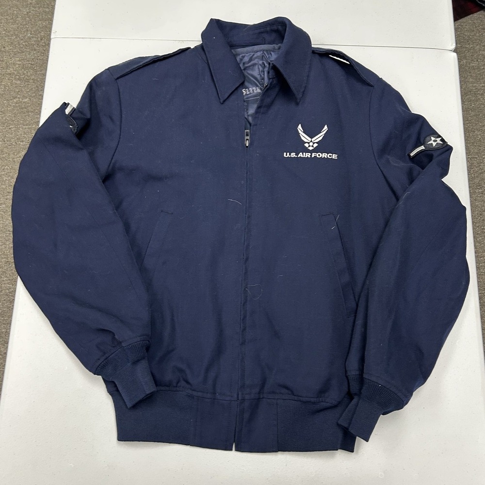 US Air Force Bomber Jacket Mens S Blue Excellent Military Dress Uniform